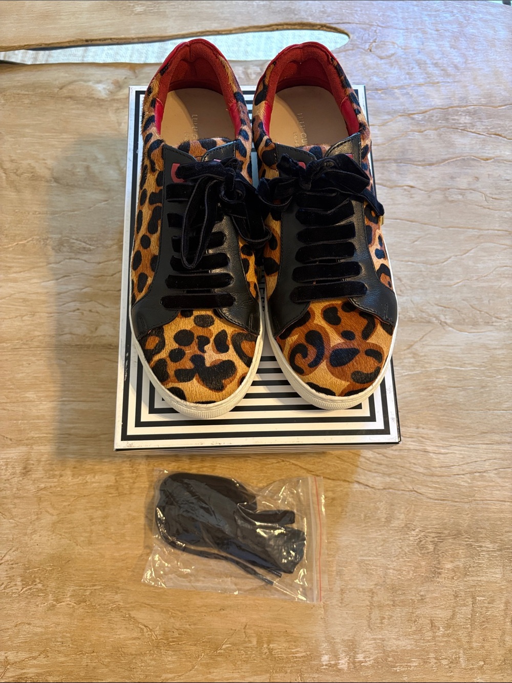 Lulu Guinness Wild Cat Natasha Leopard Leather Sneakers EU 37